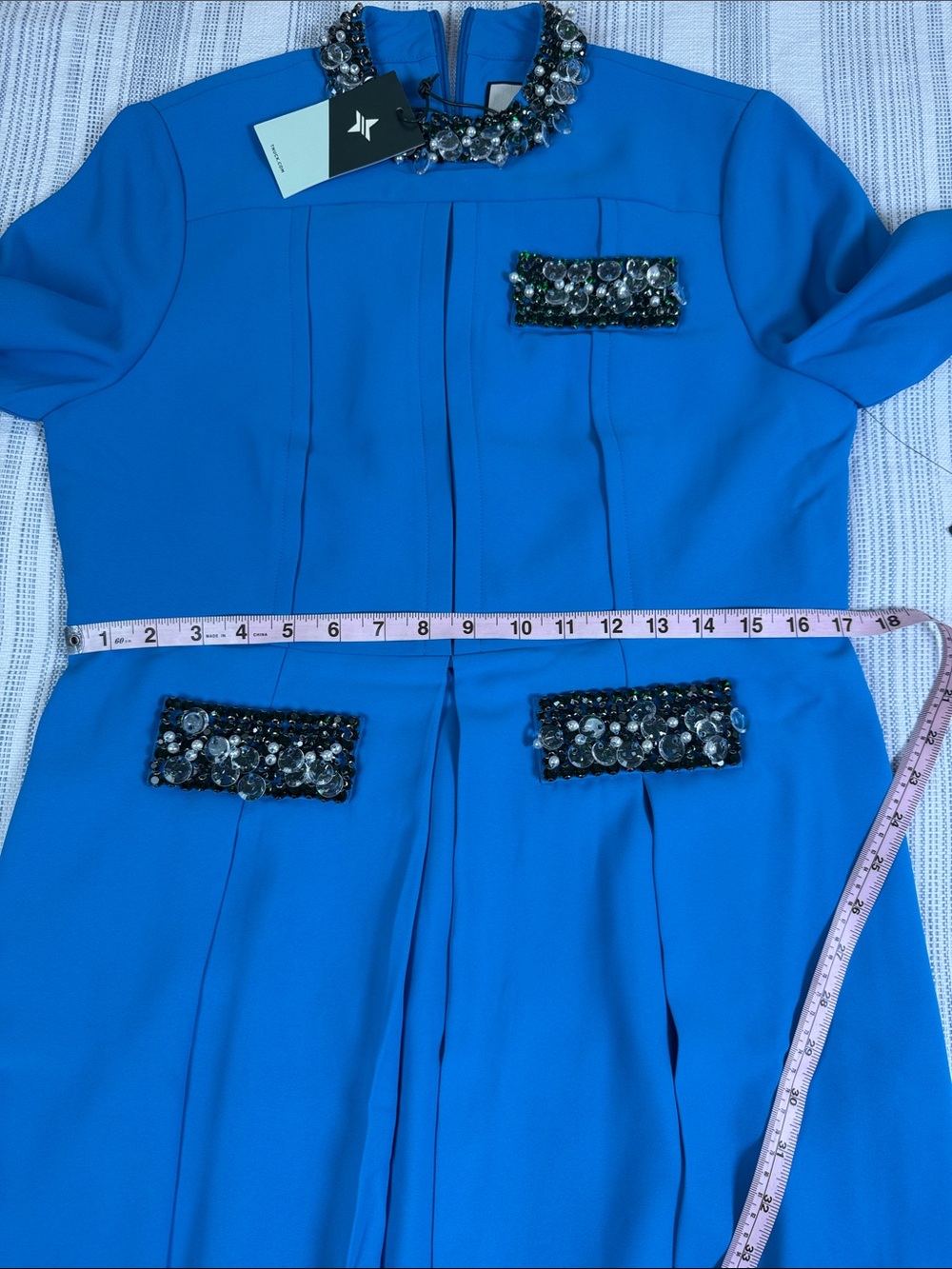 Tuckernuck Blue Crystal Embellished Pleated Dress NWT Medium - Picture 9 of 14
